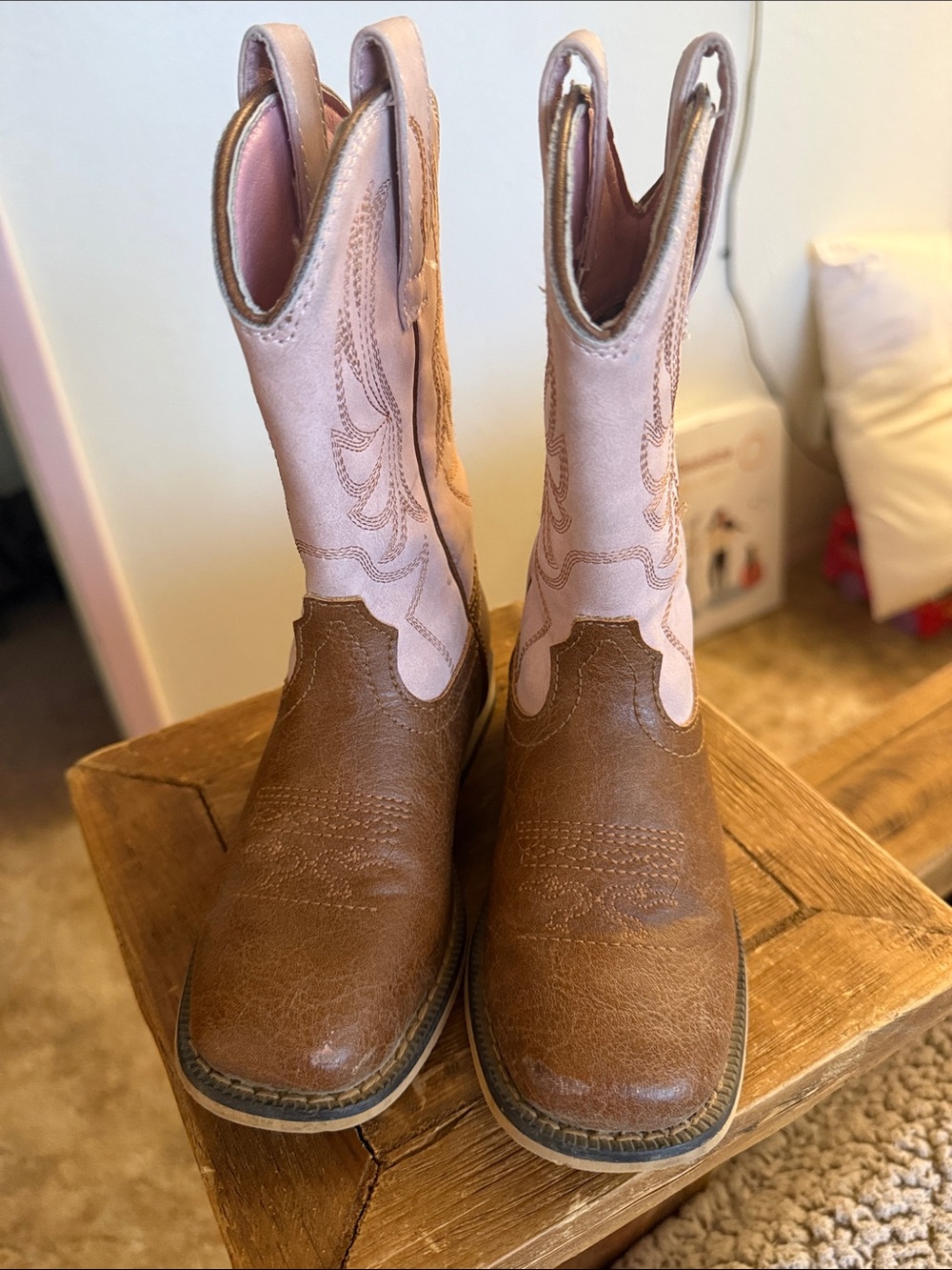 Rollda Girls' Pink and Brown Western Boots